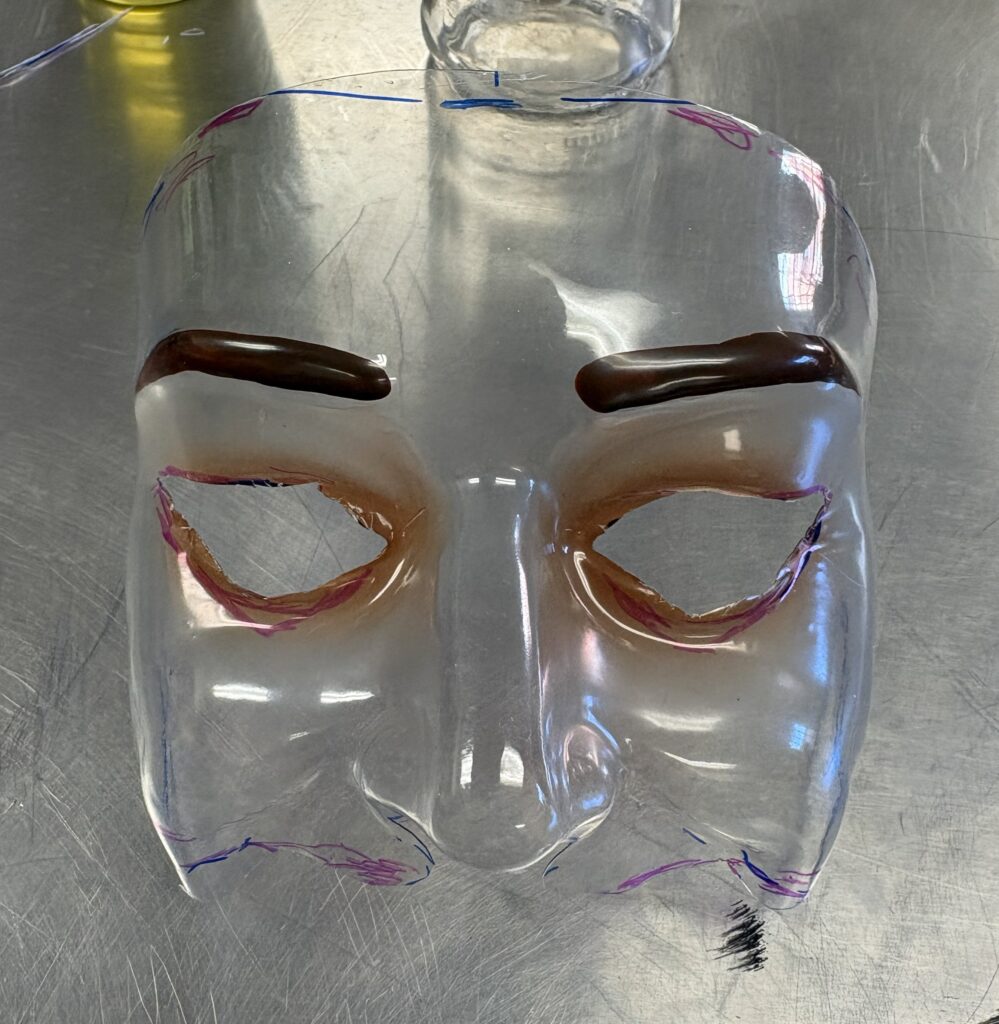 A clear half face mask